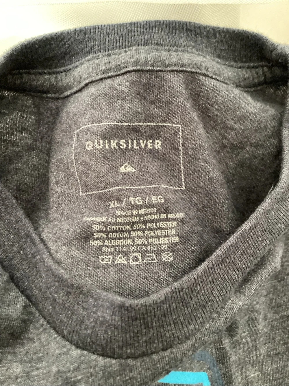 Quiksilver Boys Dark Navy Hex Logo Tee with Blue Accent